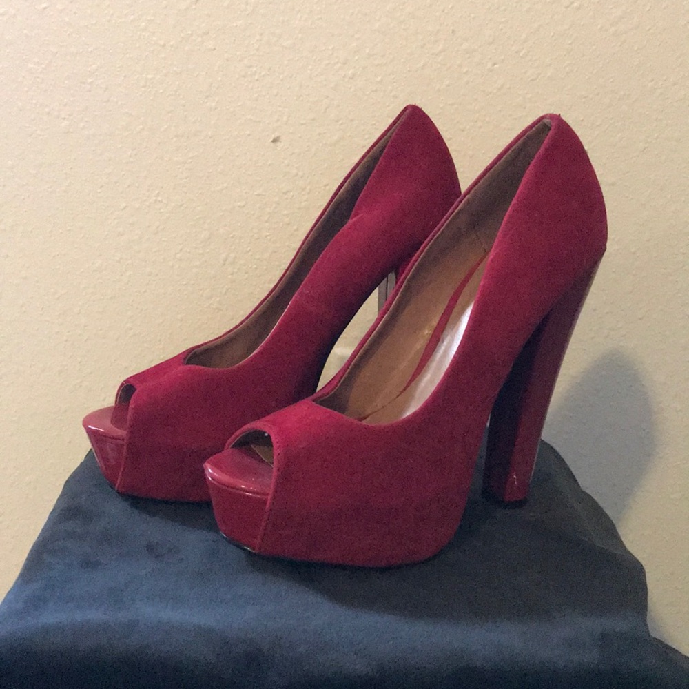 Red velvet heels